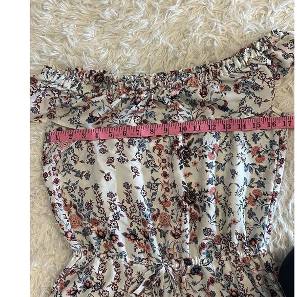 Bebop Women's Size L White Multicolor Floral Off the Shoulder Jumpsuit #0330 - Picture 14 of 16